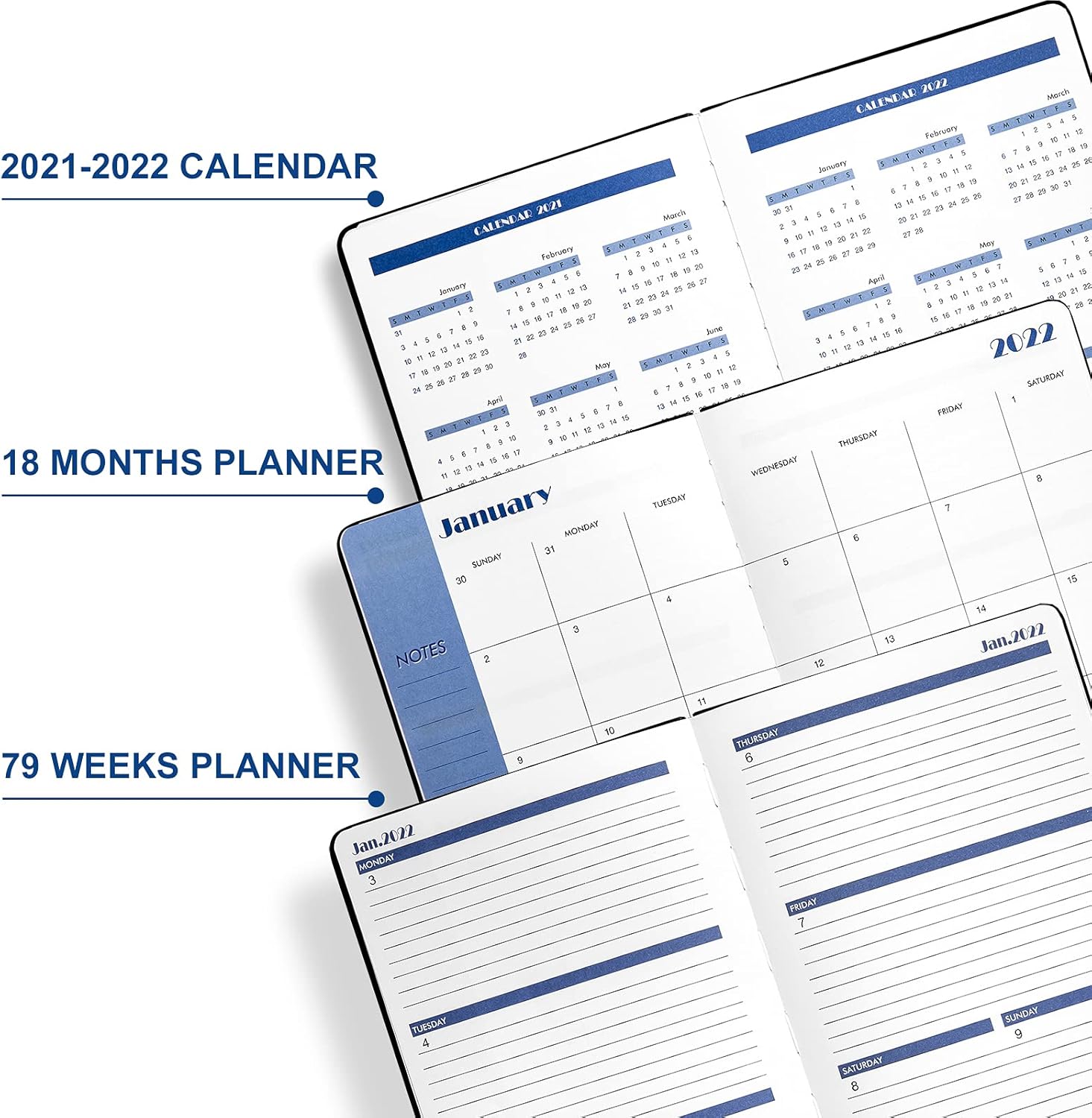 2021-2022 Planner: Monthly & Weekly & Daily Planner, July 2021- July 2022, 5.7" X 8.4", Hardcover, Premium Thicker Paper, Black: Office Products