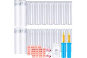 PerKoop 8"x350' Inflatable Air Pillows for Shipping Large Bubble Cushioning Wrap Packing with Pump Bubble Cushioning Wrap Roll with Fragile Stickers for Heavy Duty Moving Protection