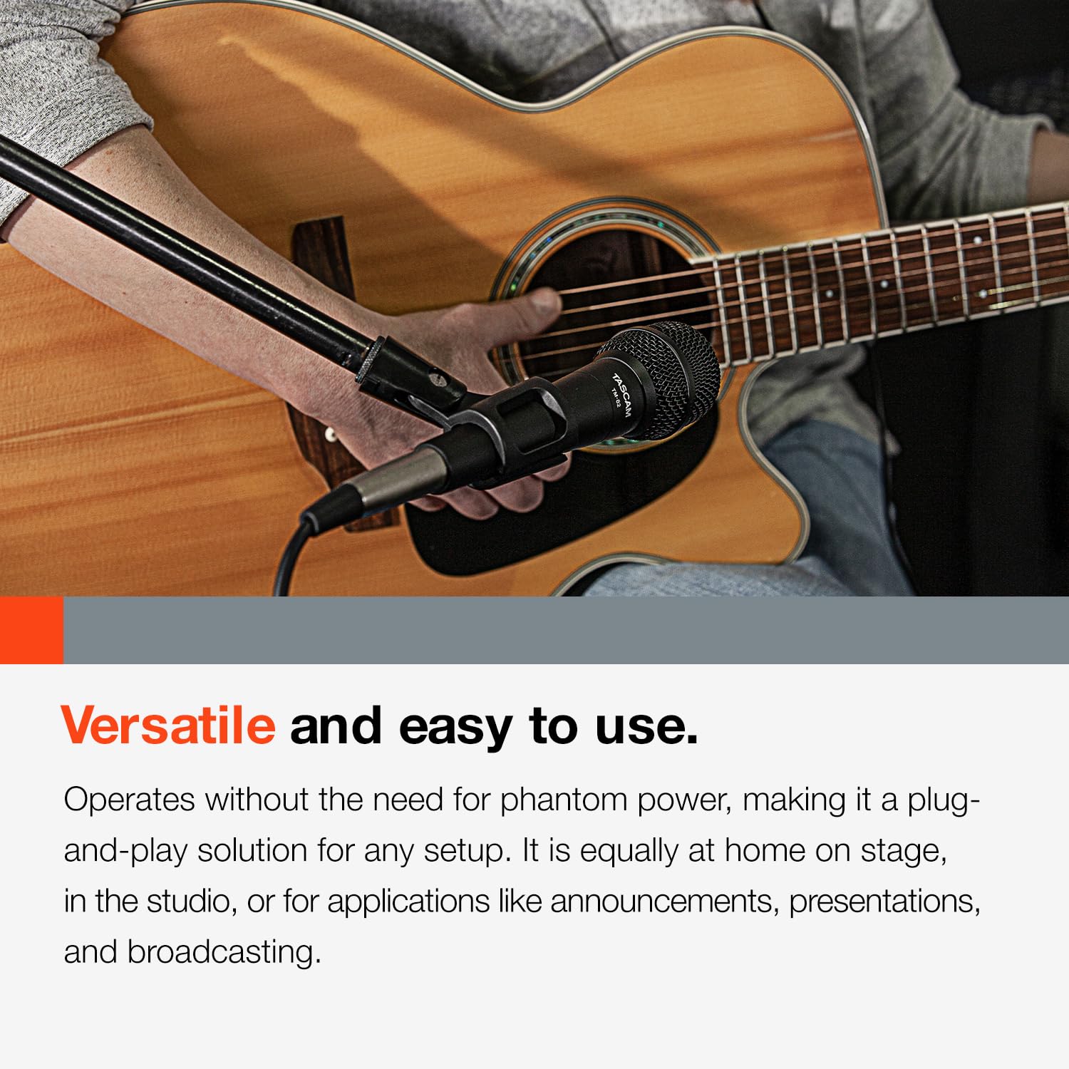 TASCAM TM-82 Dynamic Microphone for Vocals and Instruments