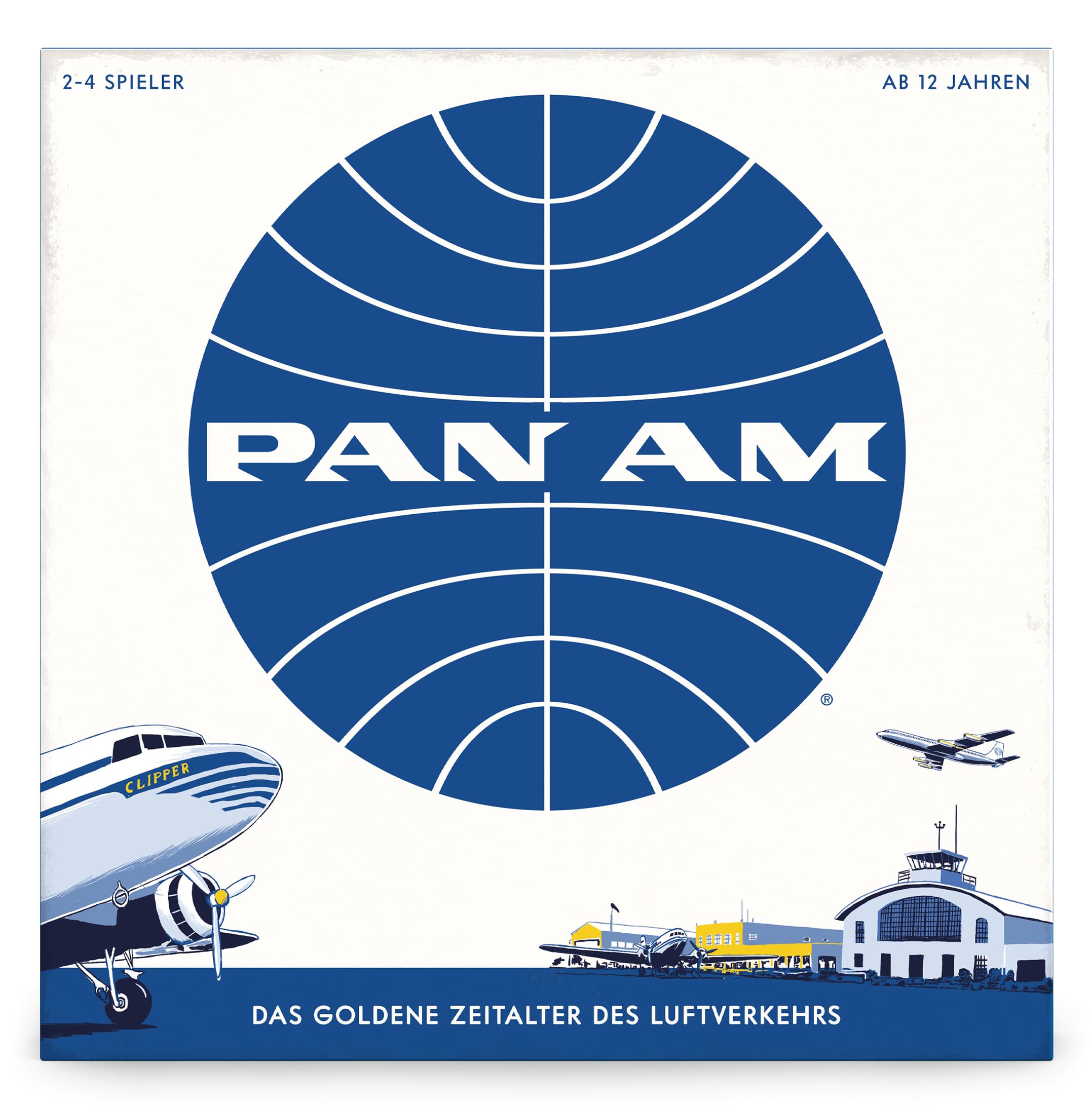 PAN AM Fun Strategy Board Game For The Whole Family - German Language - Includes 52 Airplane Miniatures From 4 Distinct Airline Eras (Ages 12+) Ideal for 2-4 Players