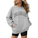 ATHMILE Oversized Sweatshirt for Women Crewneck Fleece Long Sleeve Pullover Hoodies Tops Fall Fashion Outfits Clothes 2025