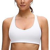 CRZ YOGA Butterluxe Racerback Sports Bras for Women - V Neck Supportive Padded Wireless Athletic Yoga Crop Top