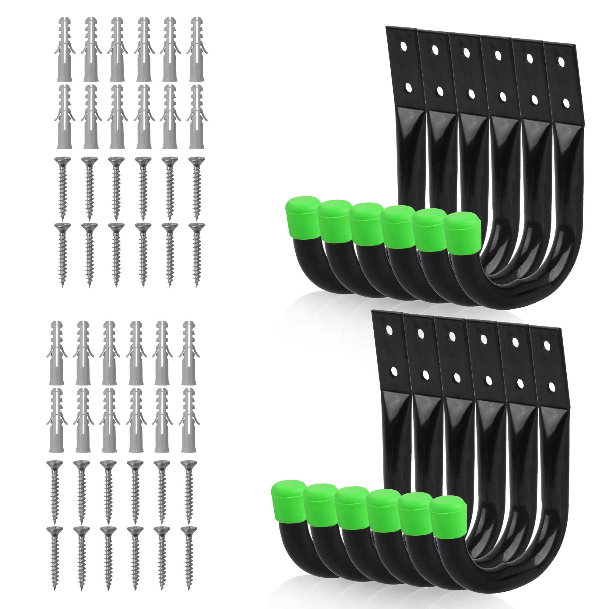 SWANLAKE Heavy Duty Garage Storage Utility Hooks, Utility Hooks for Garage Wall,Color Black (12pcs)-H12CM*L8.9CM