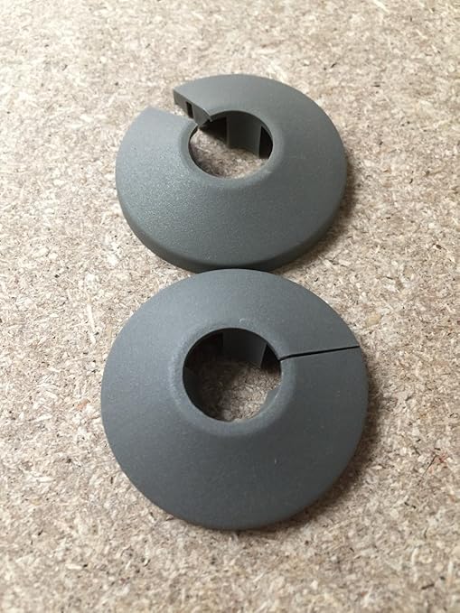 x 2 Unika Grey Plastic Pipe Cover Clip Together For Floors For a