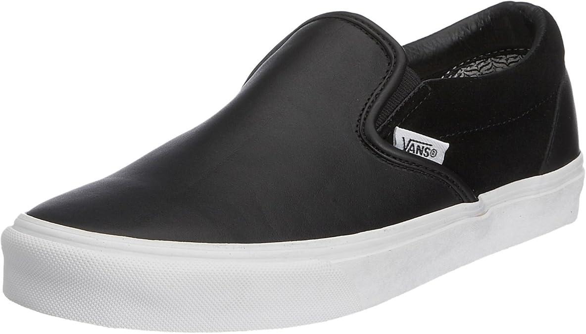 Vans Unisex Classic SlipOn LeatherSuede Black/True White VEX539V 3.5