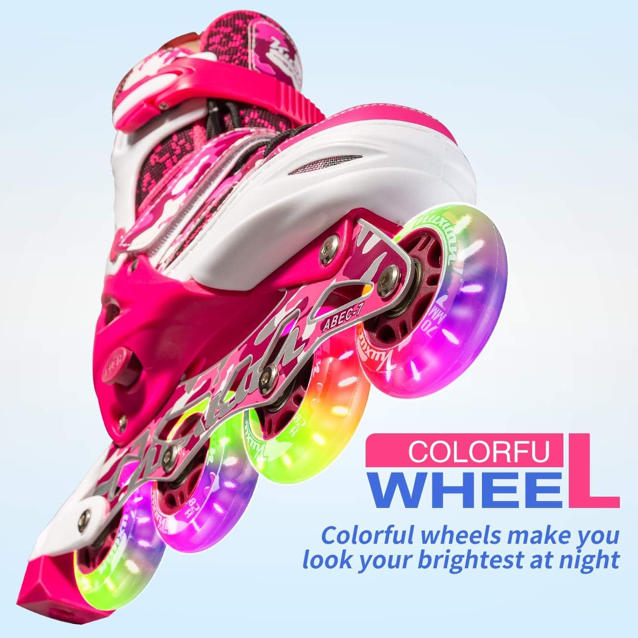 Kuxuan Adjustable Inline Skates for Kids and Youth with Full Light Up Wheels Camo Outdoor Roller Blades Skates for Girls and Boys Beginner : Sports & Outdoors