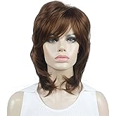 Aimole Soft Shaggy Layered Medium Length Classic Cap Synthetic Women Wigs (30 Medium Auburn)