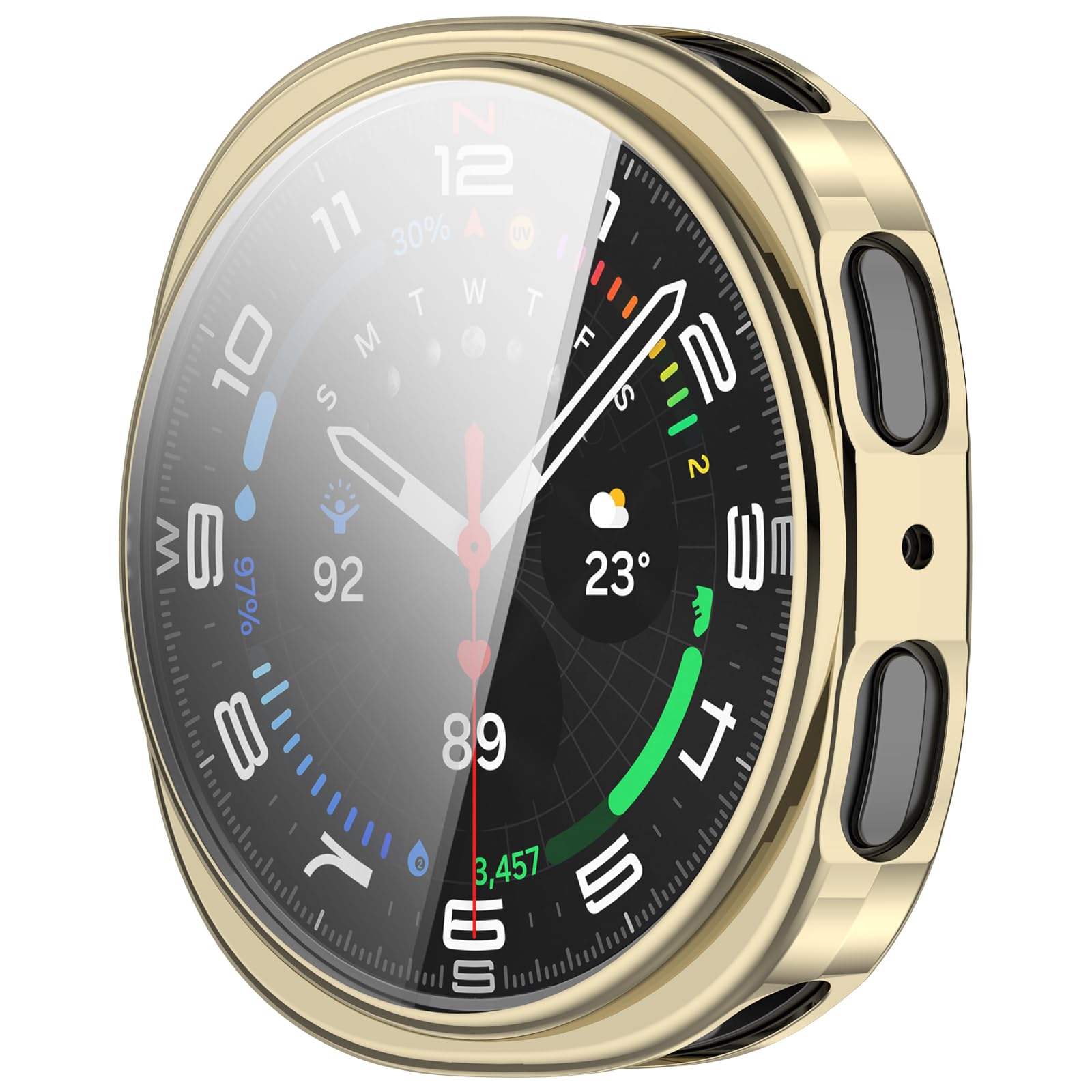 Photo 1 of KONAFEI Case Compatible with Samsung Galaxy Watch 8 40MM 44MM, Soft TPU Plated Screen Protector Case Bumper Thin Guard Shockproof Frame (Light Gold, 44mm)
