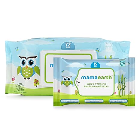 Mamaearth Organic Bamboo Based Baby Wipes + Wipes Travel Pack Free