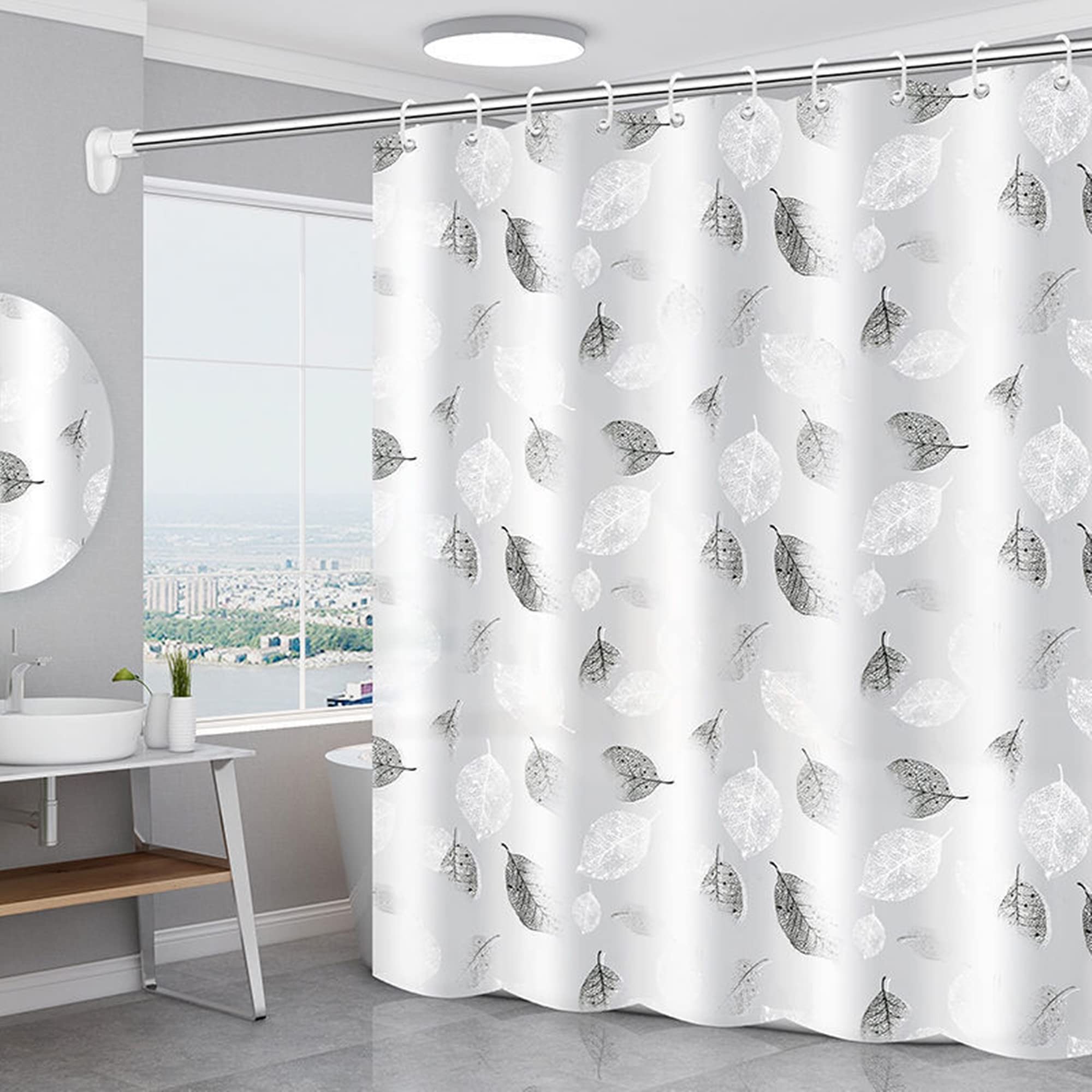 GOOPOOL Waterproof Shower Curtain, 200 x 200 cm With 12 Rings, Washable Bath Curtain