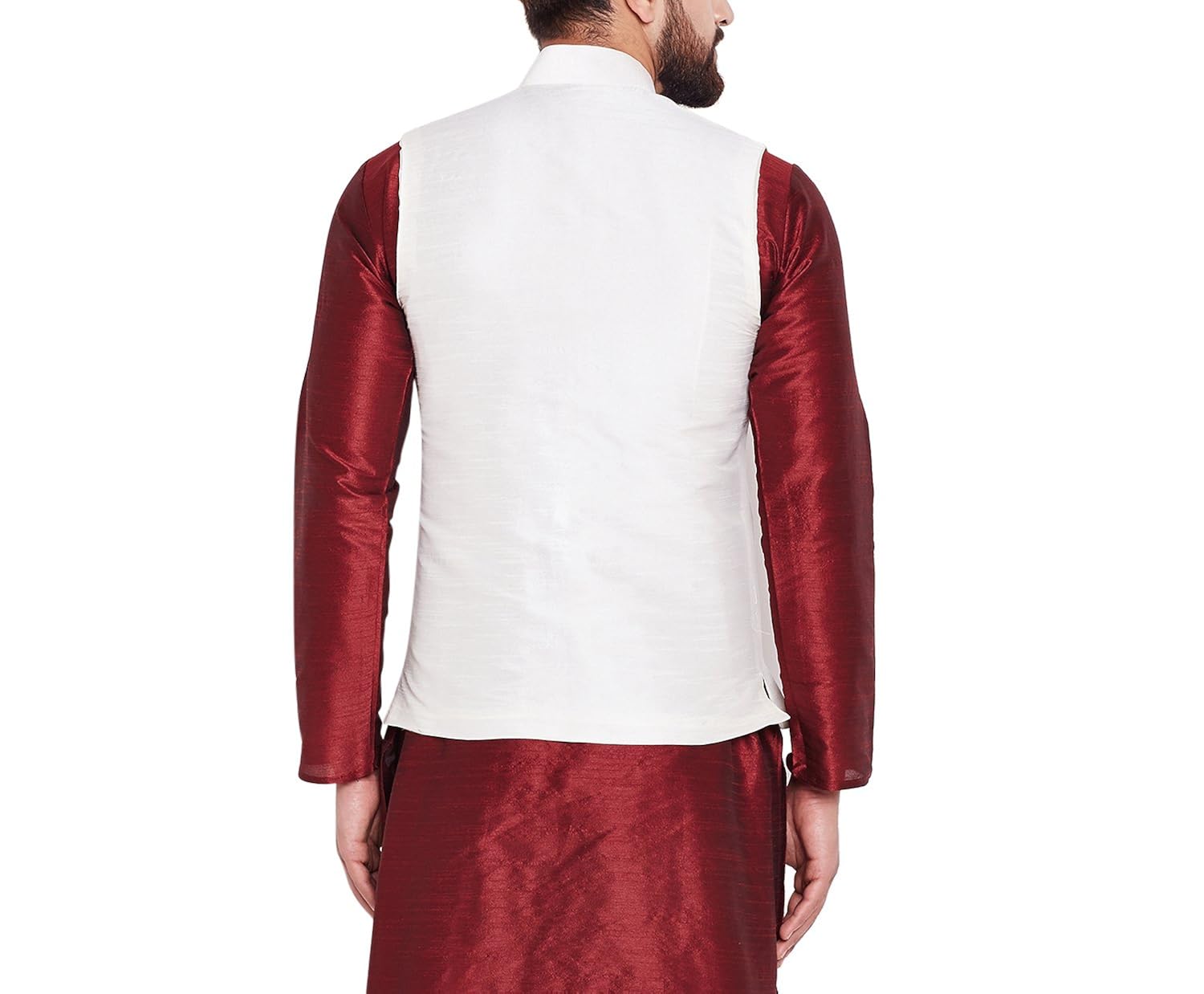 sojanya (since 1958) mens cream dupion silk designer only nehru jacket