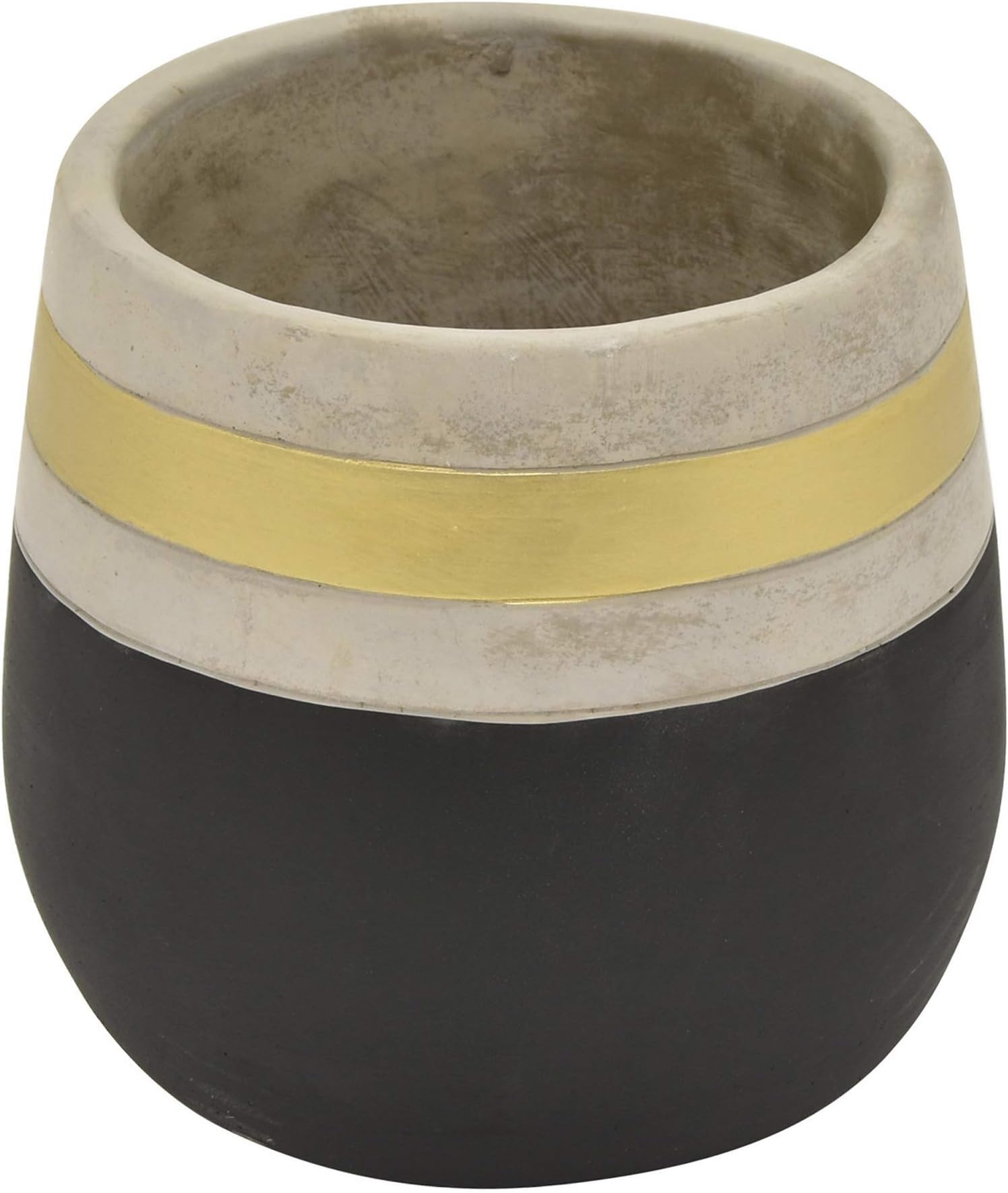 Three Hands 7.25" Flower Pot-Black & Gold-Black