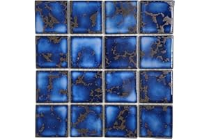 TENEDOS 5 Square Feet 3x3 Tile for Wall Spa Swimming Pool Shower Kitchen Countertop Bathroom Sink Backsplash - 5 SF 3" x 3" Porcelain Tile (Calacatta Blue)