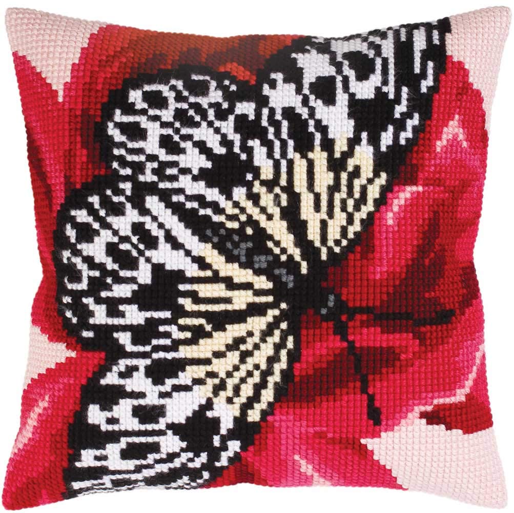 Collection d'Art Cushion KIT/Butterfly GRAPHICS/40 X 40, Cotton Acrylic, Multi, 40 x 40cm