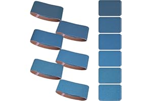 Aolabela 4x24 Inch Sanding Belts 18 Pcs 6 Grits Sizes (3 Each of 60/80/120/150/240/400 Grits) Heavy Duty Belt Sander Zirconia Belt Sander Paper for Wood, Metal, Stainless Steel, Cars, and Furniture