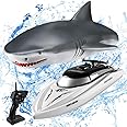 RC Boat Remote Control Boats for Pools and Lakes, Wemfg RH701 15km/h High Speed Mini Boat Toys for Kids Adults Boys Girls Shark