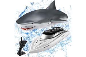 Wemfg RC Boat Remote Control Boats for Pools and Lakes, RH701 15km/h High Speed Mini Boat Toys for Kids Adults Boys Girls Shark