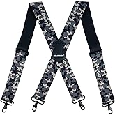 MELOTOUGH Men's Suspender 1.5/2 Inch Wide Suspenders Full Elastic X Back Suspender with Snap Hooks