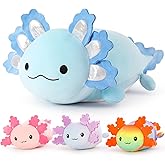MaoGoLan Giant Axolotl Plush with 3 Baby Axolotl Inside - 23.5" Soft Stuffed Animal Throw Pillow - Blue