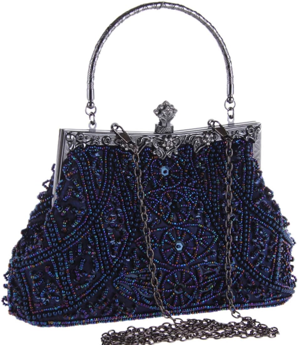 Coucoland Vintage Pearl Bag 1920s Flapper Clutch Handbag Glitter Sequin Clutch Bag for Women Roaring 20s Evening Clutch Beaded Bag Gatsby Costume Accessories Wedding Party