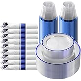 Goodluck 175 Piece Dark Blue Plastic Dinnerware Set for Party, Clear Disposable Plates for 25 Guests, Include: 25 Dinner Plates, 25 Dessert Plates, 25 Pre Rolled Napkins with Cutlery Set, 25 Cups
