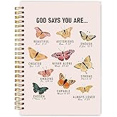 WARDOS Butterfly Christian Notebook Journal 5.5x8.3, God Says You Are Bible Notebooks for Note Taking, Christian Gifts for Women Faith, Inspirational Scripture Spiral Journal