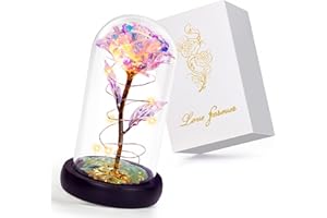 Childom Birthday Gifts for Women,Christmas Rose Gifts for Mom,Women,Her,Wife,Grandma,Light Up Rose in Glass Dome,Colorful Rainbow Flowers for Delivery Christmas,Anniversary,Valentines Day,Mothers Day