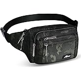 Waist Pack Bag Fanny Pack for Men&Women Hip Bum Bag with Adjustable Strap for Outdoors Workout Traveling Casual Running Hiking Cycling (Black Camo)