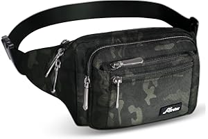 AFRETER Waist Pack Bag Fanny Pack for Men&Women Hip Bum Bag with Adjustable Strap for Outdoors Workout Traveling Casual Running Hiking Cycling (Black Camo)