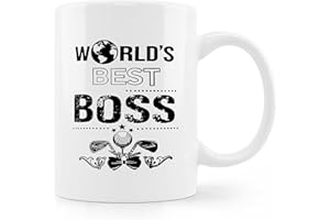 uinwk World's Best Boss Mug, Funny Office Coffee Cup Ceramic, Boss Appreciation Gifts for Men Women, Office Humor Gifts, Ceramic Coffee Tea Mug 11 oz
