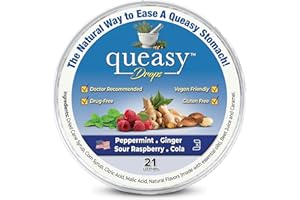 Three Lollies Queasy Drops - Ease Chemotherapy Nausea & Travel Sickness - Alleviates a Dry Mouth - Natural Ingredients - 21 ct