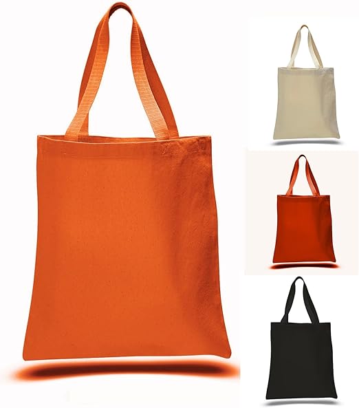 orange canvas tote bag