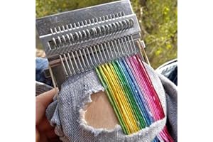 Tshiwort Small Looms for Weaving, 28 Hooks Small Weaving Loom, Weaving Loom for Beginners, DIY Darning Machine for Mending Jeans, Repair Holes, DIY Beautiful Weaving Arts