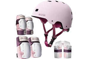 OutdoorMaster Skate Protective Gear Set for Adult & Youth, Skateboard Helmet Knee and Elbow Pads with Wrist Guards for Scooter, Inline Roller Skating, Skateboarding