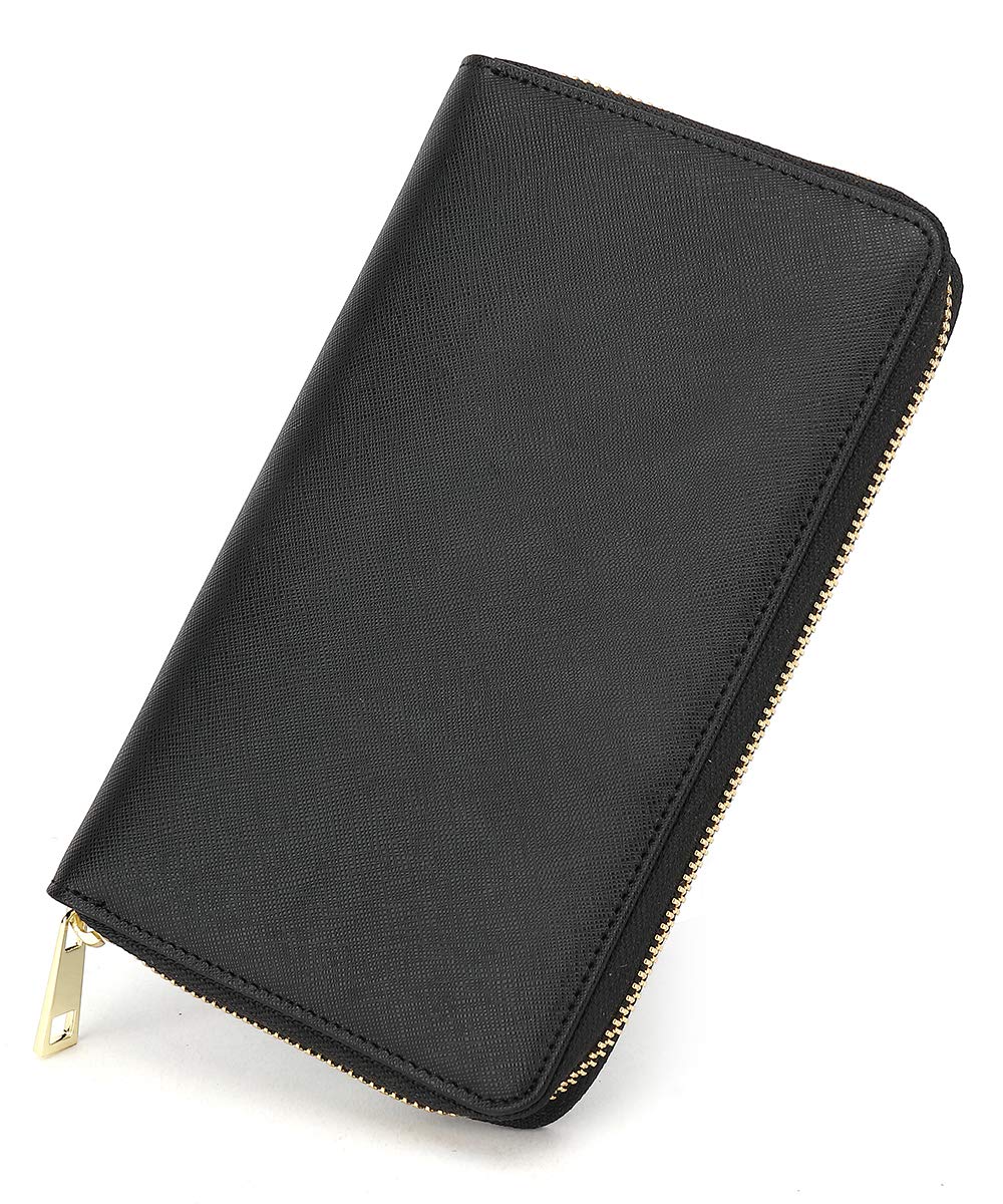 [honey&blue] 通帳ケース 磁気防止 本革 YKK ファスナー 大容量 貴重品ケース 家計管理 (ブラック)商品画像