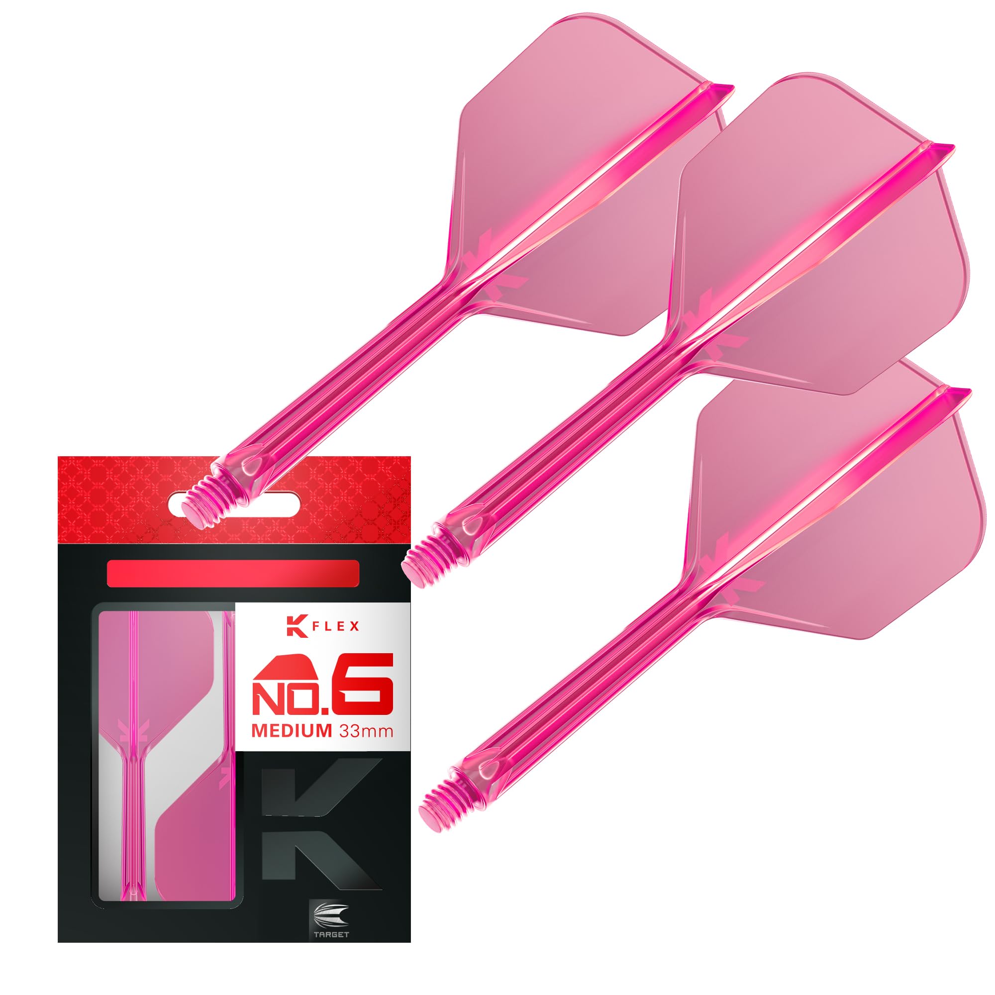 Target Darts K Flex Integrated Dart Flights And Shafts, No.6 Pink (Medium) | Pack Of 3 K-Flex - No6, Kflex All In One Moulded Dart Flight & Stem | Professional Dart Accessories