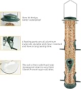 Urban Deco Metal Bird Feeder Tube 6 Port Hanging Cage Green Weatherproof view 3