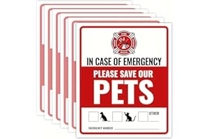 10 Pcs Pet Alert Emergency Stickers – Waterproof UV Resistant Fire Rescue Safety Decals for Dogs & Cats, High Visibility Wind