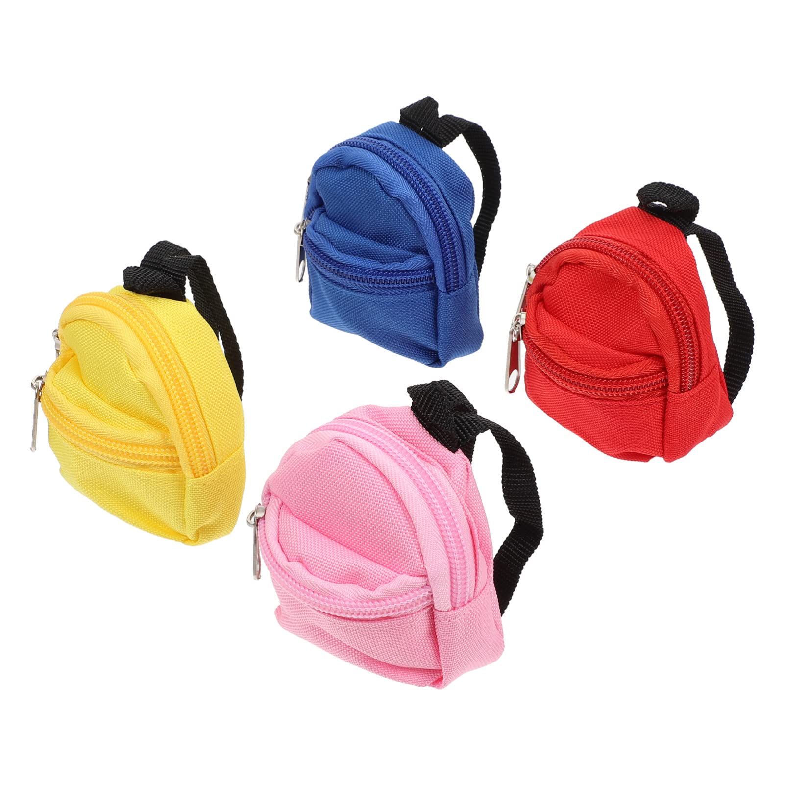 Milisten Mini Doll Backpack Set 4Pcs Small Zippered Miniature Schoolbag Accessories for Dolls Micro Scene Decoration Portable Toy Bags 3.15X2.76X1.38 Inch
