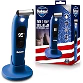 Barbasol Face and Body Shaver, Hybrid Face and Body Single Blade Shaver, Rechargeable with a 2 Hour Run Time, Wet or Dry Shave, LED Screen, Built in Light, Stainless Steel