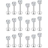 Vsnnsns 14G Lip Rings Stainless Steel Tragus Helix Conch Piercing Jewelry Snake Bite Piercing Monroe Lip Rings Labret Medusa Cartilage Lobe Earrings Studs Piercing Jewelry 6MM 8MM 10MM Silver 18PCS