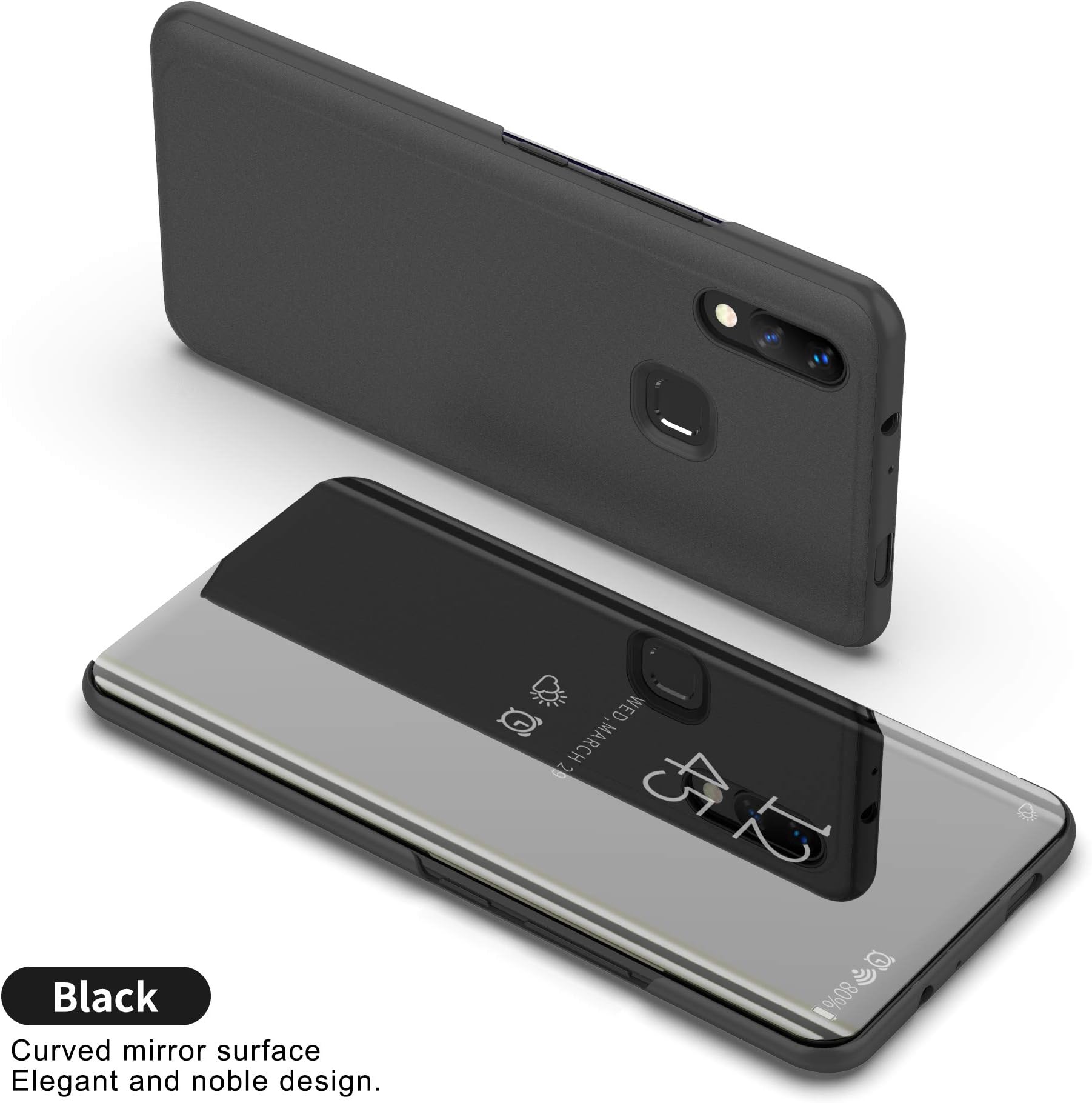 COVO Case for Vivo NEX Mirror Plating Flip Case Smart View Flip Cover for Vivo NEX (Black)