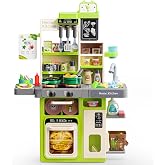 Kids Kitchen Playset with Sound &amp; Light, Play Kitchen for Toddler Age 3+ | 63 Pcs Toy Kitchen with Cooking Stove, Sink &amp; Play Food, Pretend Kitchen Play Toy Gift for Boys Girls