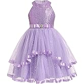 OBEEII Toddler Girls Pageant Dress Princess Sequin Tulle Tutu Dress Birthday Party Photoshoot Dress Glitter Flower Girl Dress