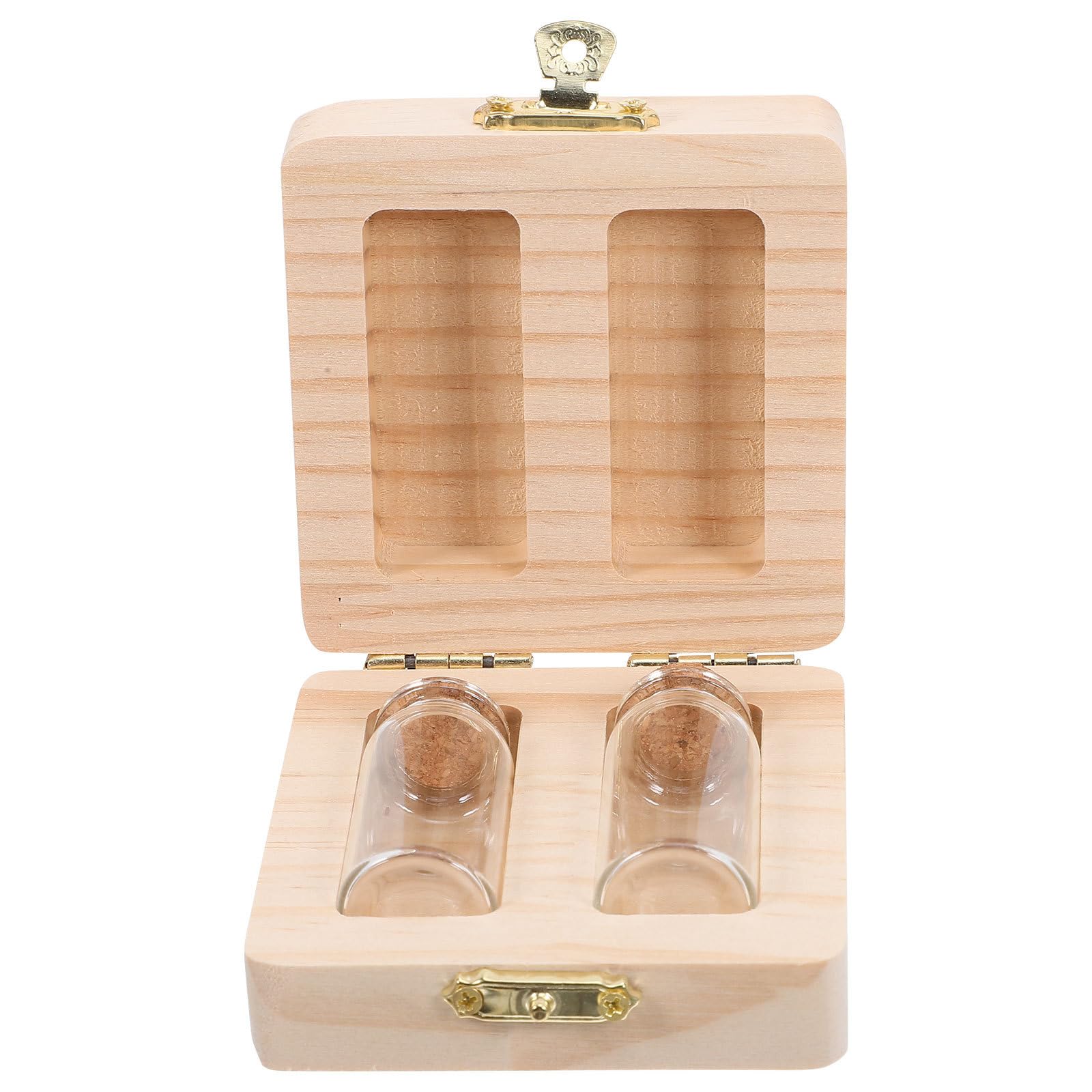 HOMSFOU Baby Teeth Box and Fetal Hair Storage Keepsake Box with Glass Bottle Umbilical Cord Preservation Souvenir for Infant Memories and Baby Shower