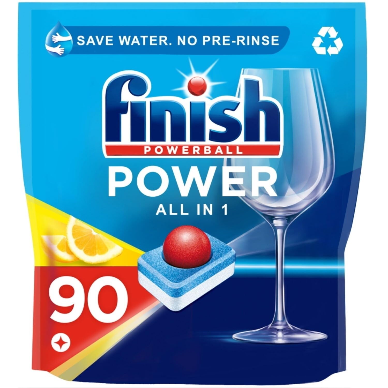 Finish Power Dishwasher Tablets, 90 Tabs, Lemon, Everyday Clean and Shine