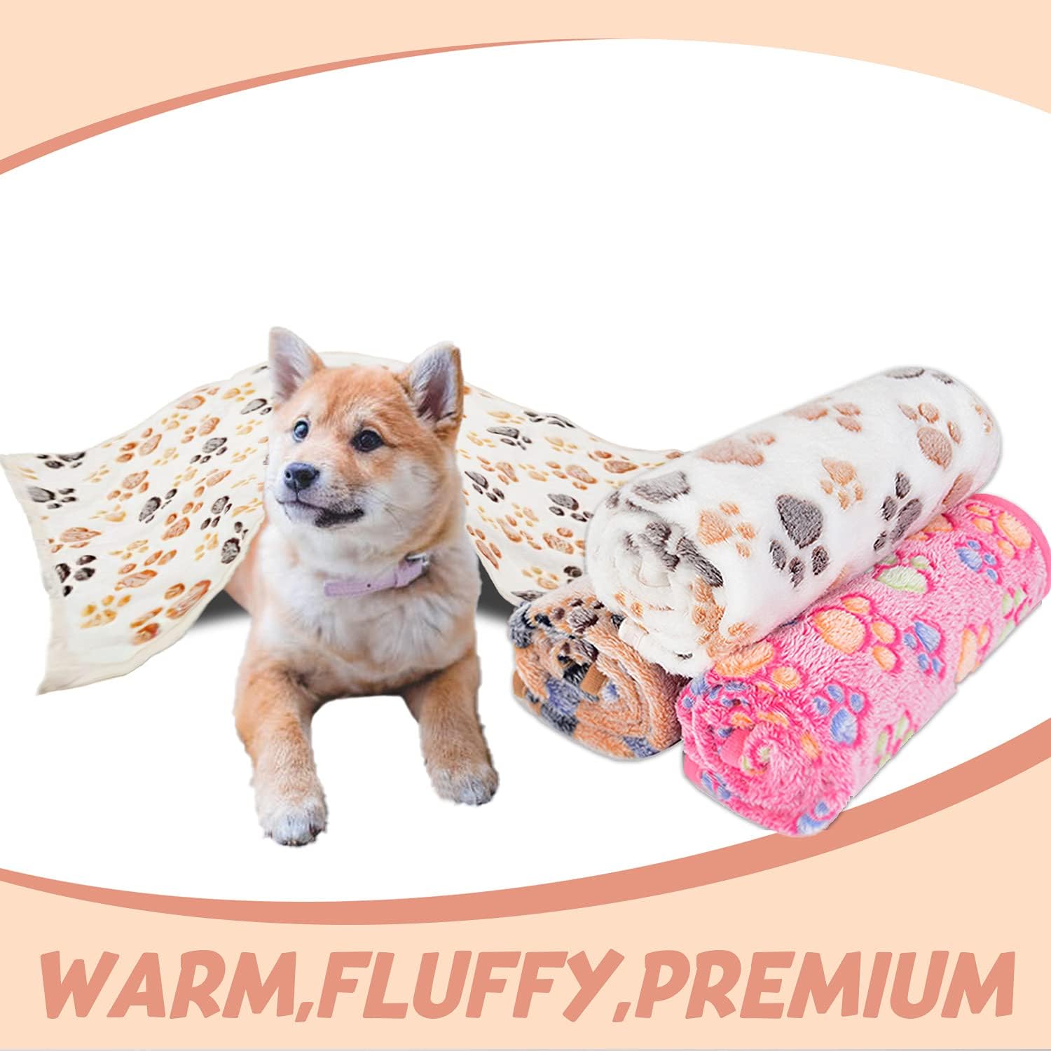 1 Pack 3 Dog Puppy Blanket Small Couch Soft Fleece Pet Cat Throw Blankets Warm Paws Bed Car Washable Chew Proof Pink White Brown: Kitchen & Dining