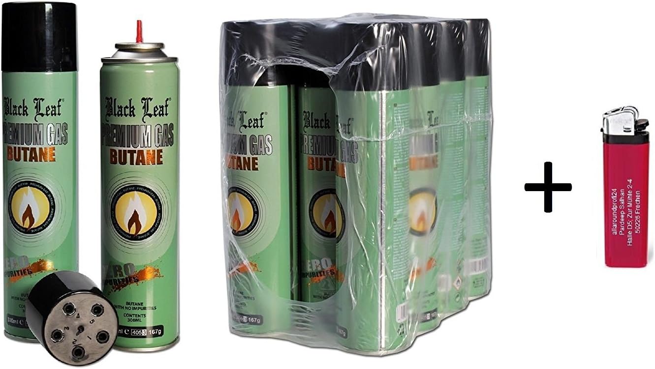 Gas Lighter XXL 29 cm Windproof Lux Long Stick Lighter Refillable + 1x Lighter “allaroundprofi24", 6 x Butangas Premium