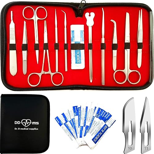 Kit Dissection Avancé 22 Pièces - Scalpel Inox, Lames, Pinces - Idéal Médecine, Biologie, Vétérinaire, Botanique