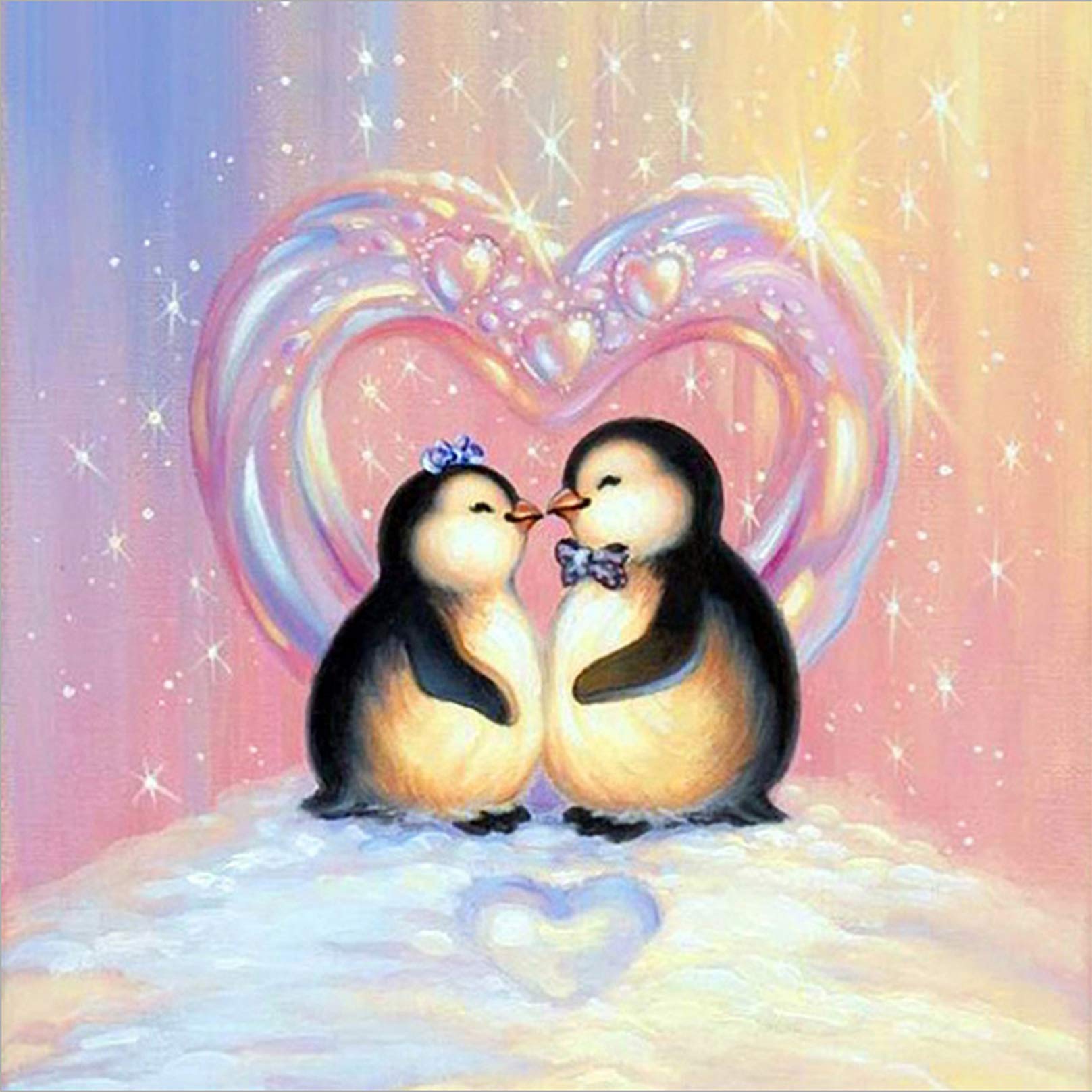5D Diamond Art Kits for Adults and Kids Love Penguin Diamond Painting by Number Kit Full Drill Round Crystal Rhinestone Picture Arts Craft Gift Indoor Decoration 11.8x11.8 inch